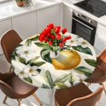 thumbnail image 2 of Lemon Floral Round Tablecloth 45-54 Inch Round Fitted Table Cloth with Elastic Edge, Watercolor Country Summer Spring Fruit Waterproof Table Cover Protector for Outdoor Picnic Party Dining, 2 of 6