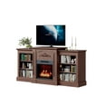 thumbnail image 2 of Fireplace TV Stand,Electric Fireplace,67-Inch Electric Fireplace TV Stand – 18" Built-In Fireplace Insert, Adjustable Flame & Heat, Remote Control, Storage Cabinets, Brown, 2 of 7