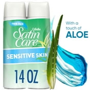Gillette Satin Care Sensitive Women's Shaving Gel Twin Pack, Light Fragrance, 14 oz