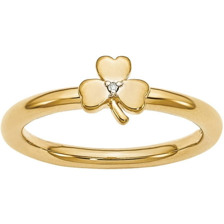 Stackable Expressions Diamond Sterling Silver Yellow-Plated Clover Ring