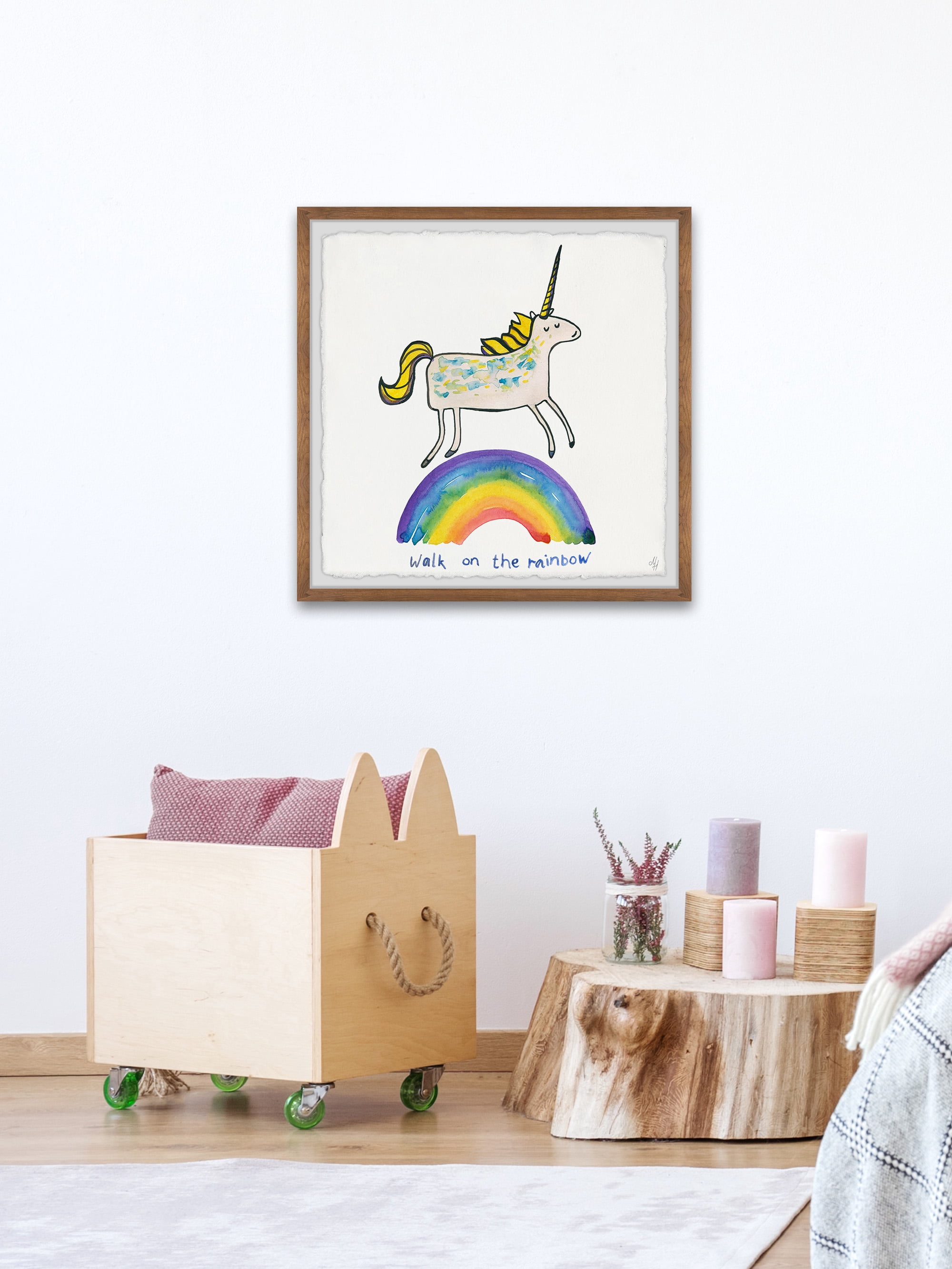 Marmont Hill Unicorn Rainbow Walk Framed Wall Art
