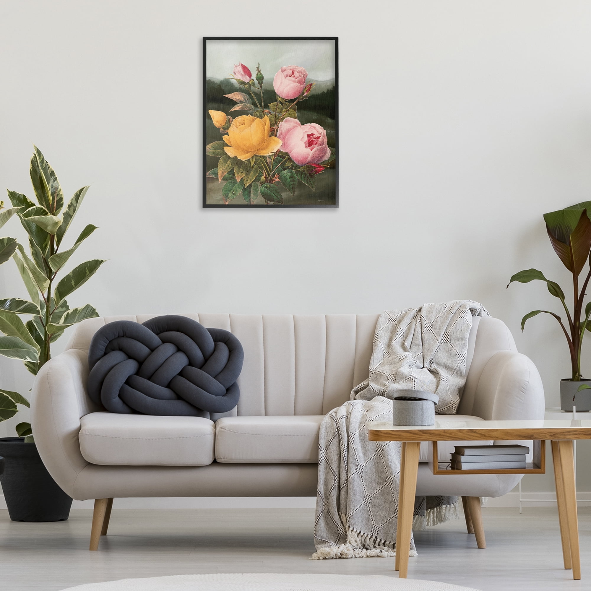 Stupell Industries Vintage Peony Blooms Botanical & Floral Painting Black Framed Art Print Wall Art, 24 x 30