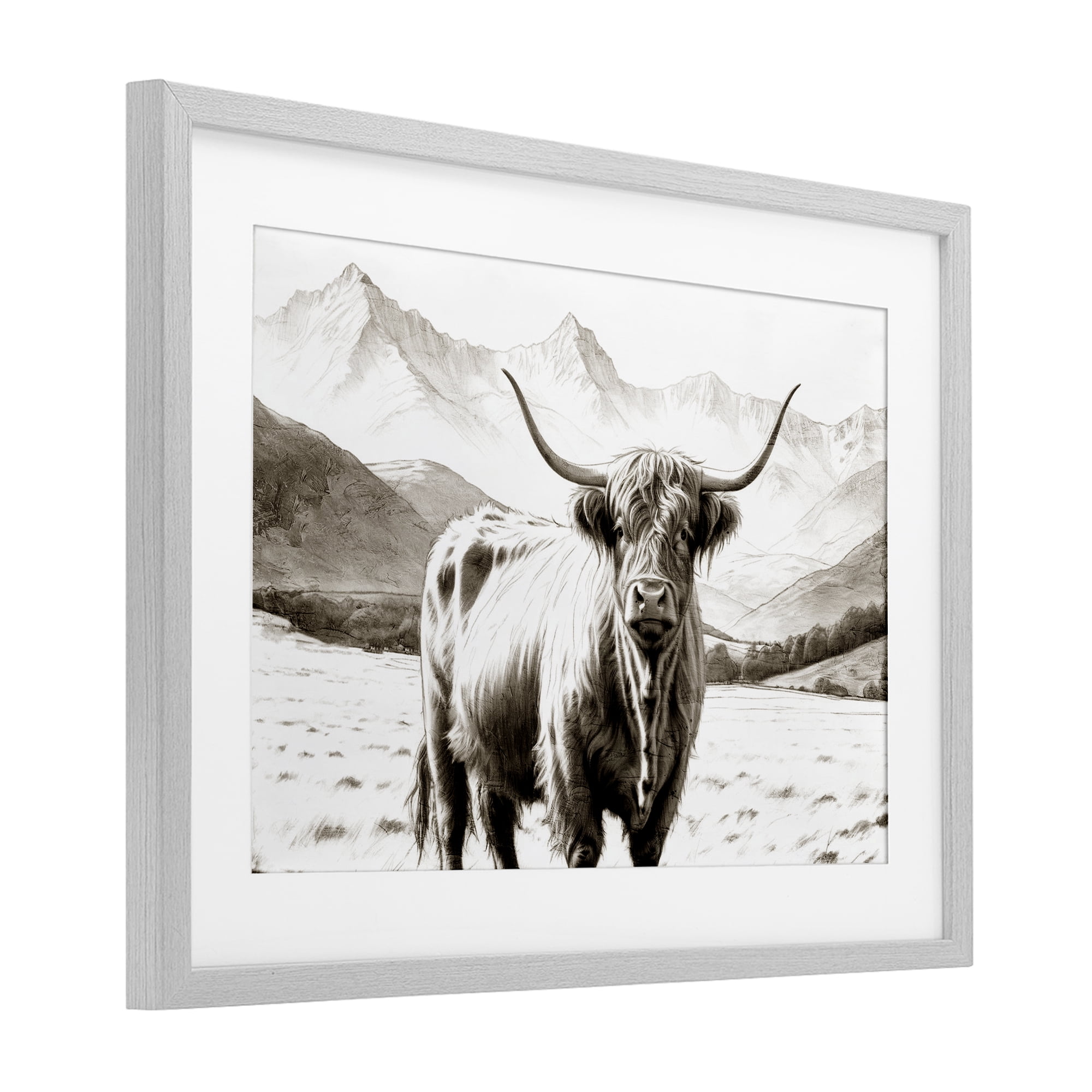 Stupell Industries Highland Sepia Sketch Gray Framed Print Under Glass, design by Kim Allen