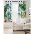 thumbnail image 2 of Summer Coastal Kitchen Curtains Tropical Plants Starfish Seashells Flower Cafe Short Curtains for Bathroom Blackout Window Curtain Small Window Treatment Drapes for Bedroom Living Room 42"x45"x2, 2 of 9
