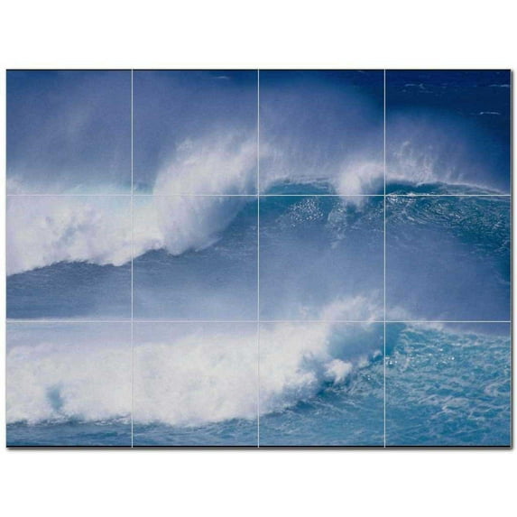 Wave Photo Ceramic Tile Mural Kitchen Backsplash Bathroom Shower 406287-L43