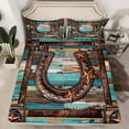 thumbnail image 2 of Manfei Texas Stars Bed Sheets Full, Western Tribal Full Sheet Sets, Rustic Farmhouse Bedding Sets Full Size, Super Cozy Room Decorative, 4-Piece, 2 of 7