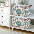 thumbnail image 2 of Yayeee Foldable Storage Basket for Shelves with Handles Set of 2 Waterproof Cloth Bins, Beige School, 2 of 7