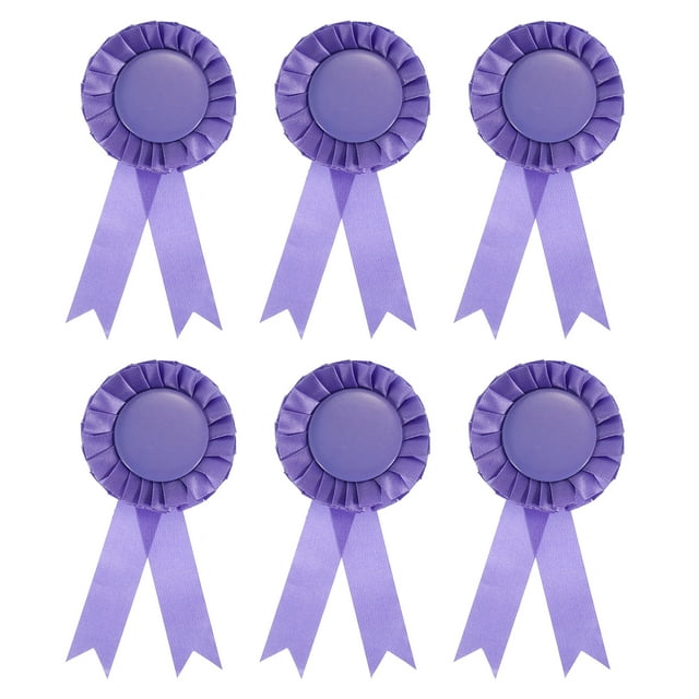 Unique Bargains Blank Award Ribbon, Rosette Ribbon Honorable Prize Recognition Ribbon, Purple, 6Pack
