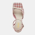 thumbnail image 3 of XYD Women Sweet Plaid Flared Mid Heels Open Square Toe Sandals Bowknot Lawn Party Lovely Shoes Size 7 Pink, 3 of 5