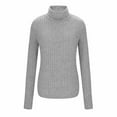 thumbnail image 4 of SwiftWear Women's Fleece-Lined Ribbed Turtleneck Top Soft Knit High Neck Long Sleeve Shirt Fall Winter Thermal Warm Base Layer, Gray, 4 of 9
