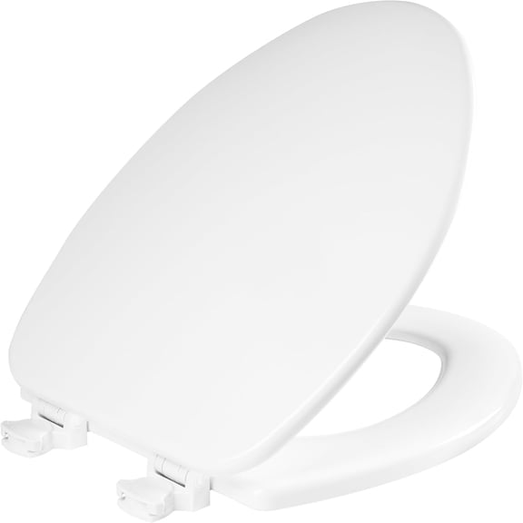 CHURCH Toilet Seat, Easy Clean Hinges Release for Deep Cleans, Durable Enameled Wood Seat, Round, White