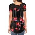 thumbnail image 2 of MYLookk Women Summer Pleated Short Sleeve Tunic Tops Button Down Casual Blouse, 2 of 5