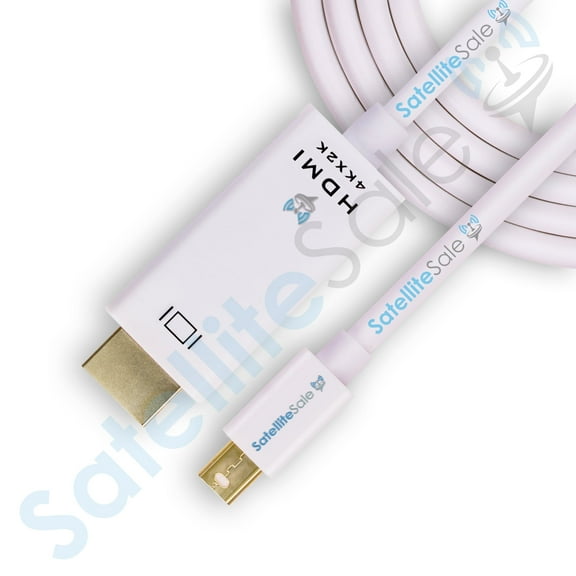 SatelliteSale Uni-Directional Mini DisplayPort to HDMI Cable Male to Male Universal Wire PVC White Cord 6 feet