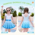 thumbnail image 6 of Marendyee Girls Elsa One Piece Swimsuits for Girls Short Sleeve Swim Dress with Skirt UPF 50+ Floral Bright Bathing Suits for 3-10 Years, 6 of 17