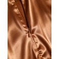 thumbnail image 3 of Coffee Brown Satin Mini Skirt With Intricate Lace Trim, A-Line Elegant Design For Women, 3 of 4