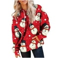 thumbnail image 5 of Lorytime Christmas Fleece Hoodies for Women Santa Claus Print Sweatshirt Long Sleeve Pullover Drop Shoulder Loose Tops, 5 of 7
