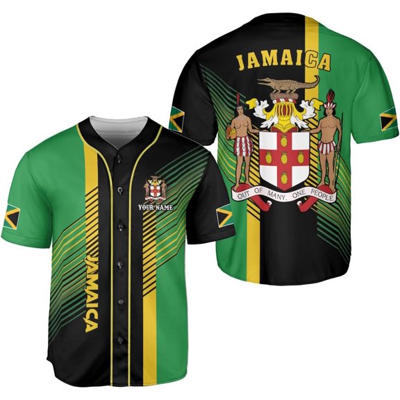 Personalized Jamaica Baseball Jersey Shirt, Custom Team Name Jamaican Baseball Jersey for Men, Women (S)