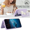 thumbnail image 6 of for iPhone 15 Plus 6.7-inch Crossbody Wallet Case, Women Flip Cover Flower Design PU Leather Kickstand Card Holder Slots Wrist Strap Lanyard Purse Phone Case for iPhone 15 Plus, Purple, 6 of 9
