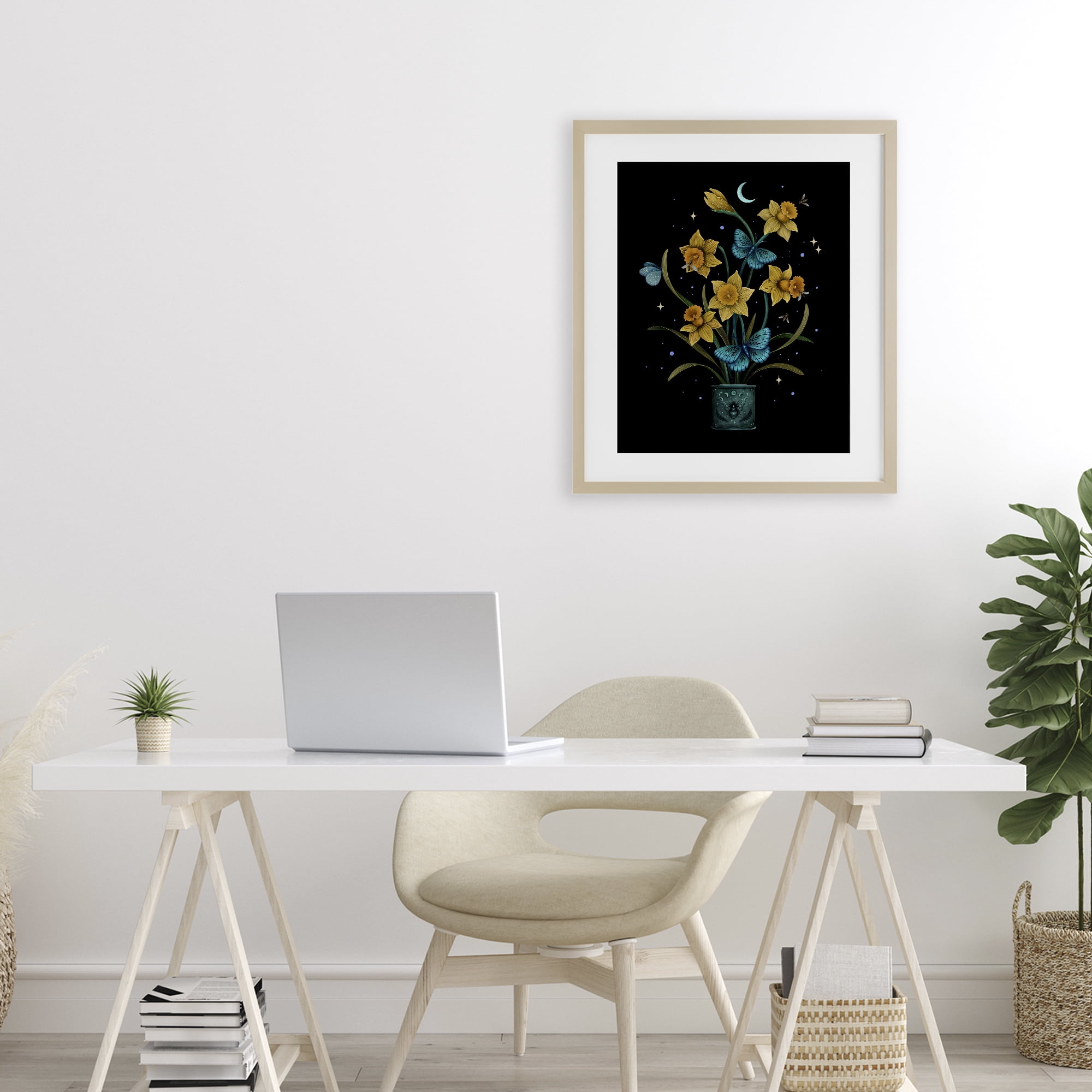Stupell Industries Mystical March Daffodils Birch Framed Print Under Glass, design by Episodic Drawings