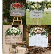 HAOSHICS Wedding Arch Flowers, 30 Inch Rustic Artificial Floral Swag for Lintel, Arbor and Ceremony, Green Leaves Rose Peony Door Wreath Reception Backdrop Home Decoration, Champagne