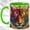 Green, variant on Mosaic Tiger Coffee Mug, Floral Wildlife Mug, Ceramic 11 oz