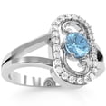 thumbnail image 2 of Split Band Blue Topaz Diamond Cocktail Ring In 14k White Gold, 2 of 6