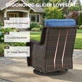 thumbnail image 5 of PARKWELL Outdoor Swivel Gliders Chair Set of 2, Patio Wicker High Back Swivel Rocker Lounge Chair with Navy Cushions for Balcony Deck, Brown Wicker, 5 of 9