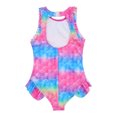 thumbnail image 4 of Girls One Piece Mermaid Swimsuit Open Back Swimwear with Ruffled Hem Bathing Suit Pink 3-4, 4 of 5