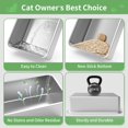 thumbnail image 3 of Caja de arena para gatos Zuqqony de acero inoxidable XL con tapa y accesorios, 3 of 7