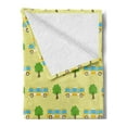 thumbnail image 2 of Bus Soft Flannel Fleece Throw Blanket, Horizontally Arranged Trees and Transportation Vehicles Urban Elements, Cozy Plush for Indoor and Outdoor Use, 50" x 60", Pale Green Multicolor, by Ambesonne, 2 of 5