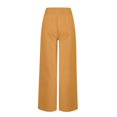 thumbnail image 3 of Women's Linen Blend Wide Leg Palazzo Pants with Pockets Buttons High Waist Loose Fit Long Pants Trousers Yellow L, 3 of 4