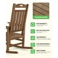 thumbnail image 5 of SUUNYN Set of 4 Outdoor Rocking Chairs, Oversized HDPE Porch Rockers for Patio Deck, All-Weather, 380lbs Load, Brown, 5 of 8
