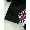 thumbnail image 6 of Biekopu Toddler Girls Boys Clothes Outfits Letter Graffiti Print Hooded Short Sleeve Tops Shorts Suit, 6 of 7