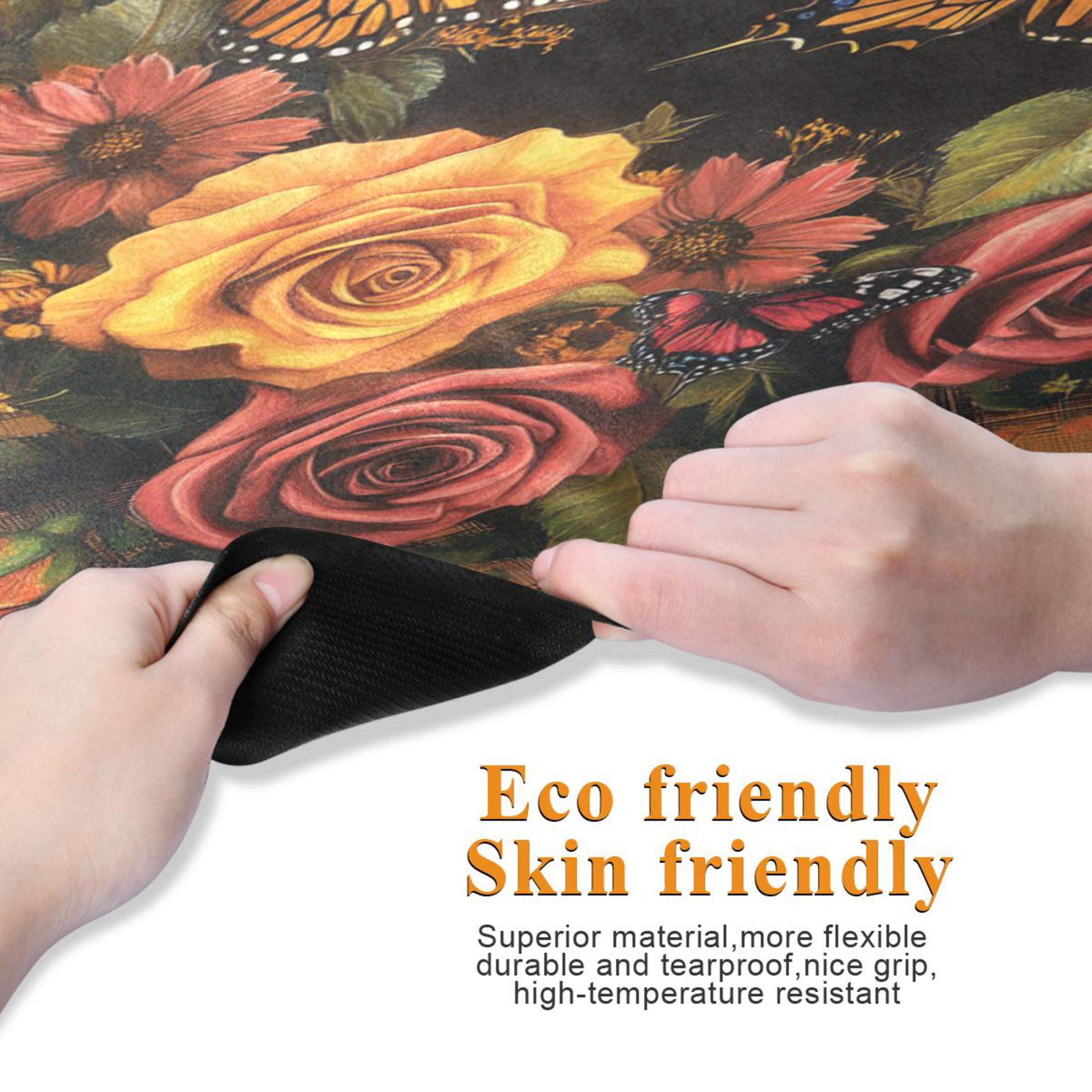 BZSMCE Yoga Mat Women Butterflies and Flowers on Plaid Fitness Mat
