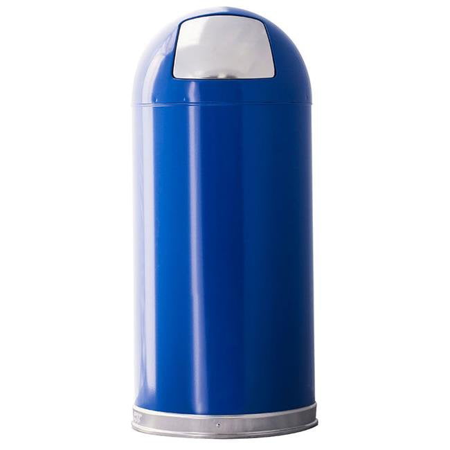 15 Gallon Indoor Trash Can With Dome Top & Galvanized Liner&#44; Blue