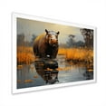 thumbnail image 2 of Designart "The Savanna King Hippo IV" Animals Framed Wall Art Decor - Modern Black Hippopotamus Entryway Framed Wall Art Print, 2 of 6