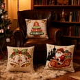 thumbnail image 2 of Cinvoph 18"x18" 3pcs Embroidered Christmas Throw Pillow Covers Linen Festive Xmas New Year Decorative Pillow Cases for Couch Sofa Bed Chair Living Room Party Winter Home Decoration, 2 of 7