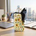 thumbnail image 7 of SEANATIVE Double Compartment Eyeglasses Case Shockproof Glasses Case Anti-Scratch Lightweight Sunglasses Pouch Portable Eyewear Storage Pouch with Zipper, Sunflower Butterfly Print, 7 of 7