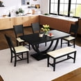 thumbnail image 3 of Dining Set with Bench and Chairs | Ideal for Family Dining in Room | Solid Wood and Padded Cushions | Ensures Long-Lasting and Comfortable Seating, 3 of 6