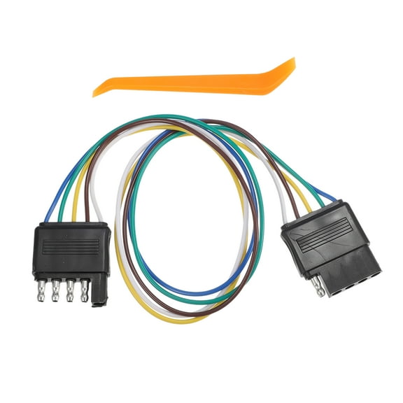 1 Set Vehicle-Side Trailer-Side 5-Pin Flat Wiring Harness 18 AWG Male Female Trailer Wire Connector 18"