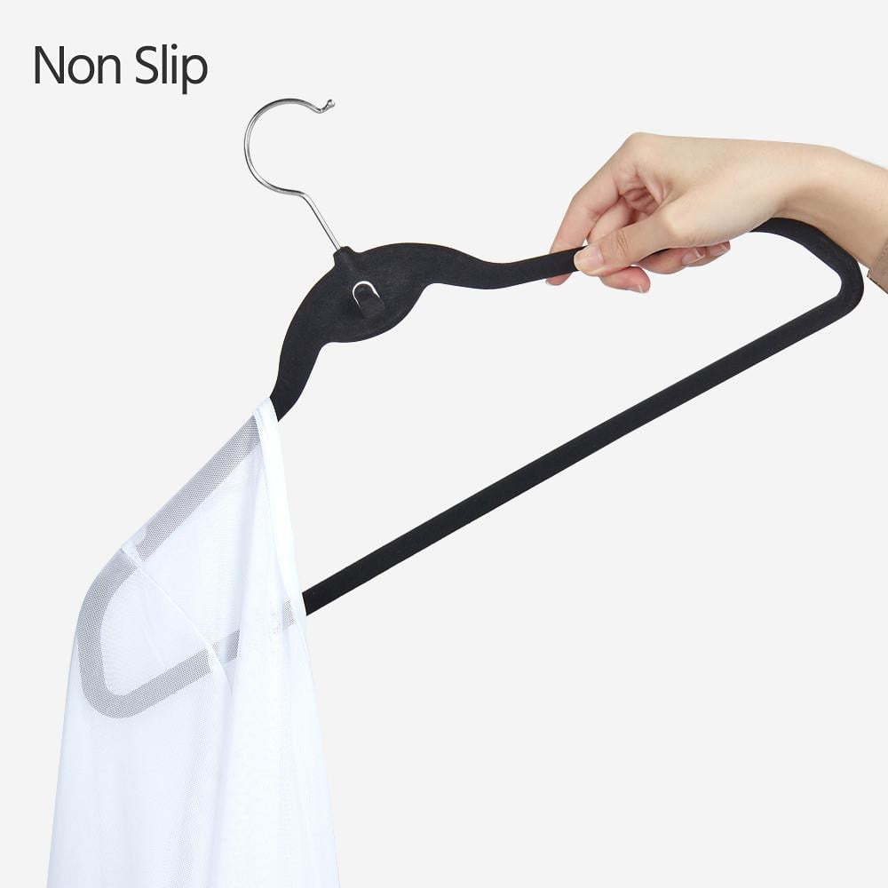 Renwick 100 Pieces Non Slip Velvet Clothing Hangers for All Ages, Black