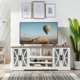 thumbnail image 2 of 93" Modern Farmhouse TV Stand for TVs up to 100", Media Console with Cabinet & Adjustable Storage Shelves, White Entertainment Center, 2 of 6
