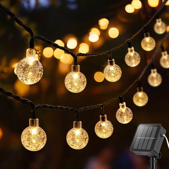 Mainstays 50-Count Warm White LED Solar Outdoor String Lights, 12.5 ft ...