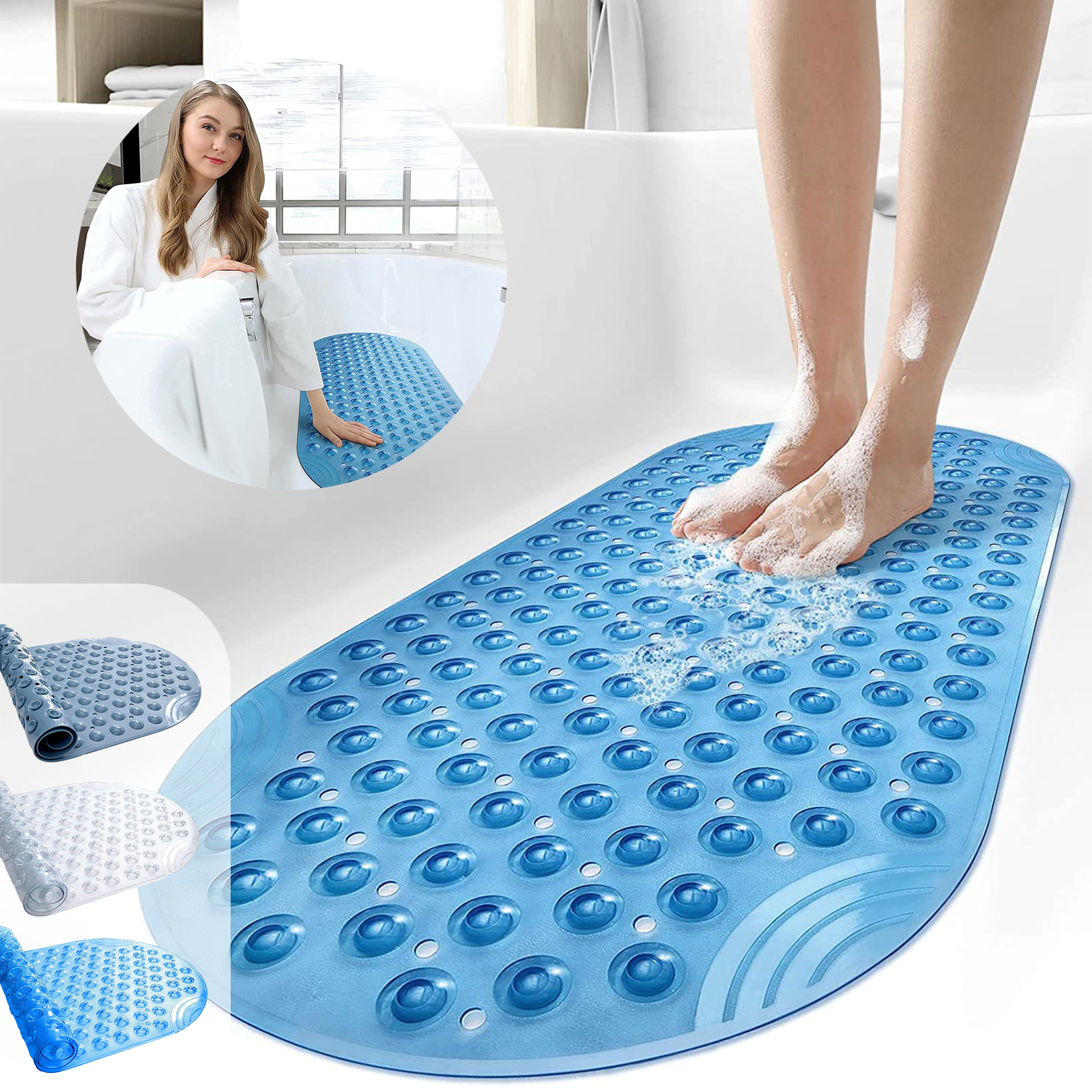 Semfri Bath Tub Shower Mat Non Slip Shower Floor Mats for Bathroom Bath ...