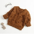 thumbnail image 1 of CNKOO Infant Girls Knitted Sweater Coat Long Sleeve Buttons Cardigan V Neck Solid Color Tops, 1 of 2