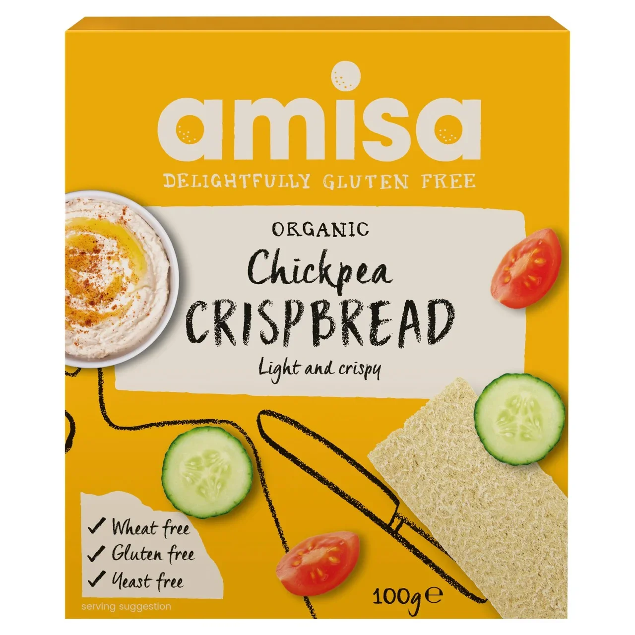 Amisa Organic Gluten-Free Chickpea Crispbread - 100g - British Product