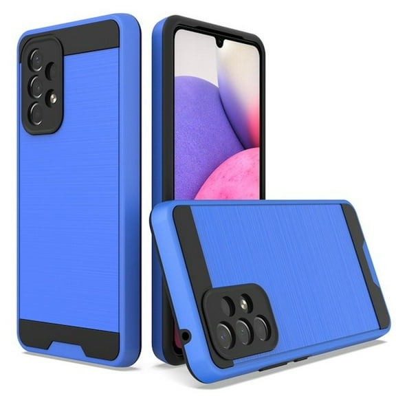 Brushed Textured Hybrid Armor Case for Samsung Galaxy A53 5G - Blue