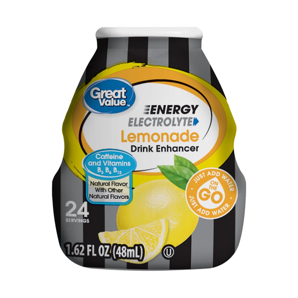 Great Value Energy Electrolyte Drink Enhancer, Lemonade, 1.62 fl oz