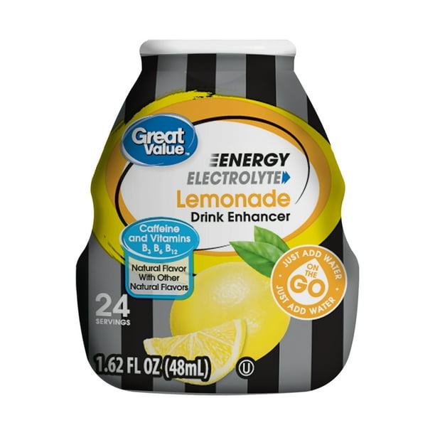 Great Value Energy Electrolyte Drink Enhancer, Lemonade, 1.62 fl oz