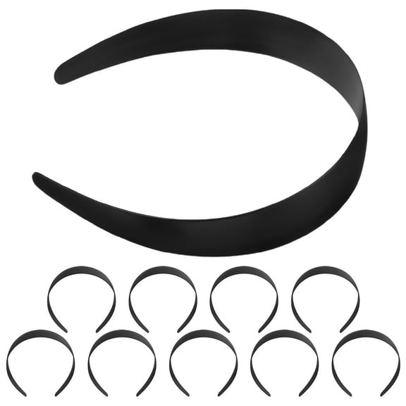 OUNONA 10-Pack Wide Plastic Headbands for Crafts, No Teeth, Solid Color Plain Hair Bands, Handmade Hair Accessories for Girls and Women